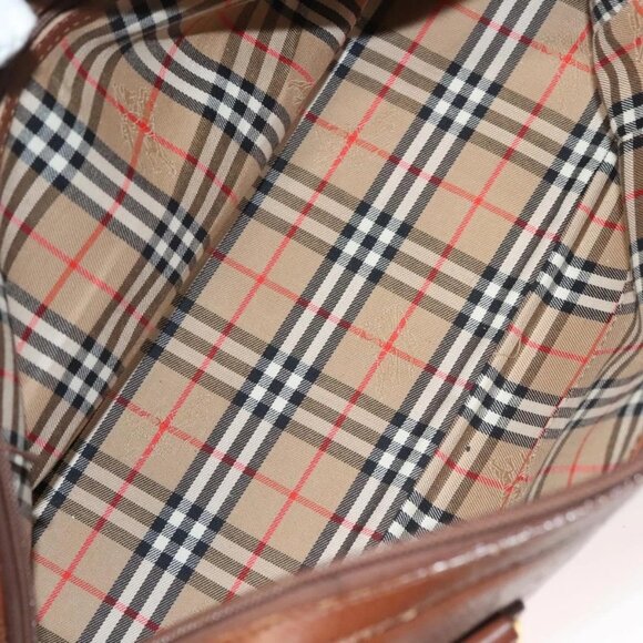 Burberrys Hand Bag Leather Brown Gold Auth ep9811 - Picture 12 of 15